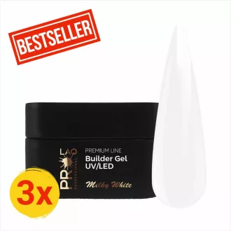 PRO-LAQ Premium Line Milky White építőzselé 150g – három 50g tégely