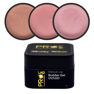 PRO-LAQ Premium Line csillámos építőzselé szett – Moet Diamond, Pink Diamond, Unicorn 3×50g