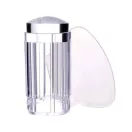 Körömnyomda Készlet fehér és fekete nyomdalakkal, szilikon nyomdafejjel és nyomdalemezzel