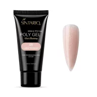 Sintario Polygél Latte Shimmer – meleg tejeskávé-bézs árnyalat sűrű aranyfehér csillámmal, 30ml