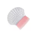 Műkörmös portalanító kefe – kagyló formájú, ezüst színben