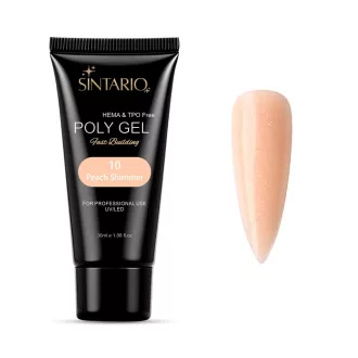 Sintario Polygél Peach Shimmer – meleg barack árnyalat finom arany csillámmal, 30ml