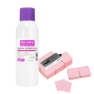 Izopropil alkohol és szálmentes törlőlap 600 db – virágos kivitel, gél lakk fixáláshoz