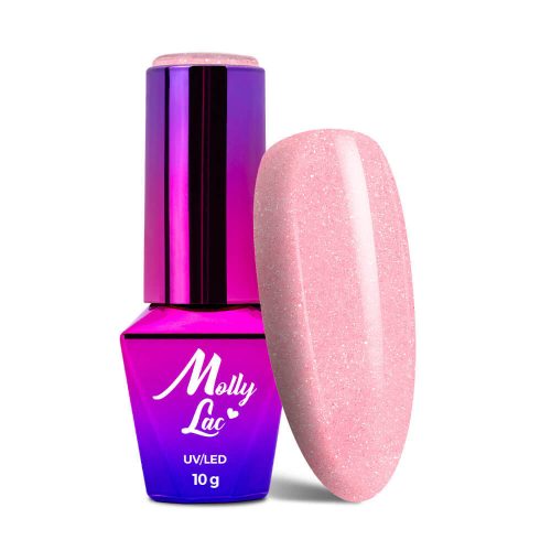 MollyLac géllakk Delicate Princess Nr. 24 – tejes-rózsaszín árnyalat ezüst csillámokkal