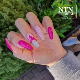 NTN Premium UV/LED Géllakk 213 – fukszia árnyalat málnafényű csillámmal