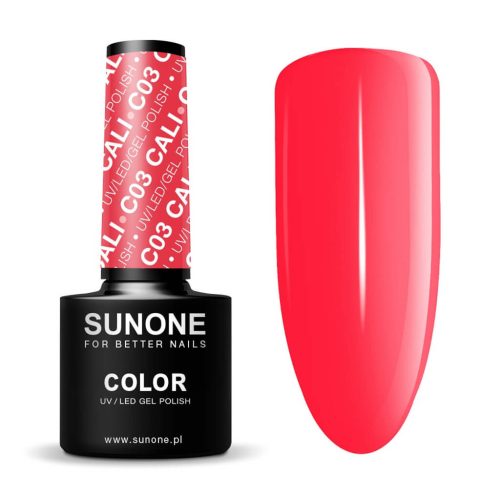 Sunone Gél lakk C03 Cali – élénk neon piros géllakk profi hatással