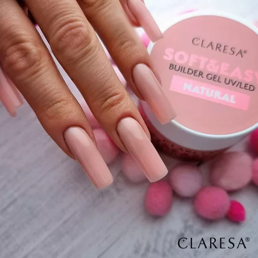 Claresa Soft&Easy Builder zselé Natural 12g – tixotróp Heatless reszelésmentes 4 hetes tartósság