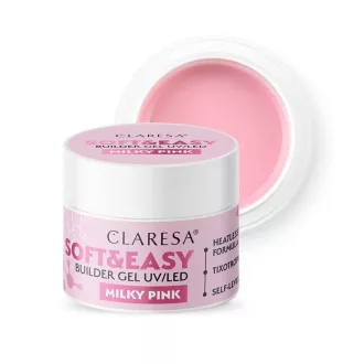 Claresa Soft&Easy Builder zselé Milky Pink – professzionális körömépítéshez