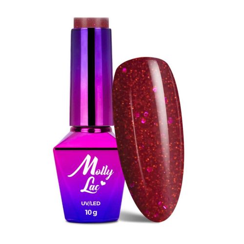 MollyLac Géllakk - Red Me Now Nr. 506 piros csillámos géllakk