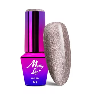 MollyLac Géllakk - Let it Snow Nr. 627 - bézs árnyalat platina csillámmal