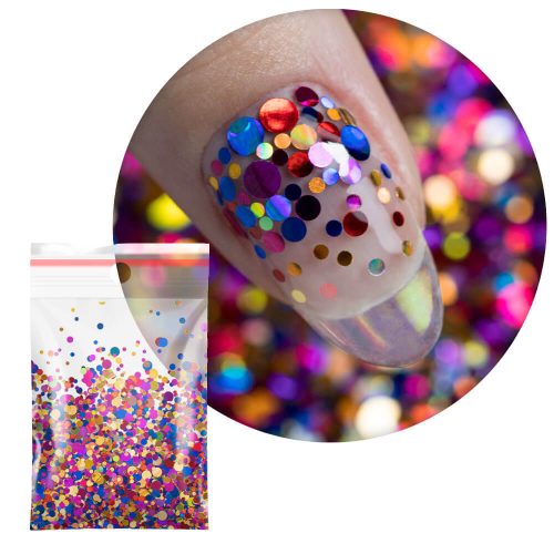 Színes köröm konfetti 06 – díszítő glitter műkörömhöz és gél lakkhoz