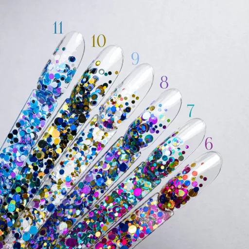 Színes köröm konfetti 08 – díszítő glitter műkörömhöz és gél lakkhoz
