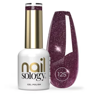 NailSology® Hight End Pink Nr. 125 bordós reflektív géllakk – elegáns flash hatás