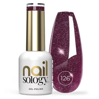 NailSology® Red Dress Moment Nr. 126 meggybordo reflektív géllakk – elegáns csillogás