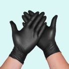 Púdermentes Nitril Kesztyű Black S – latexmentes, fekete egyszer használatos kesztyű