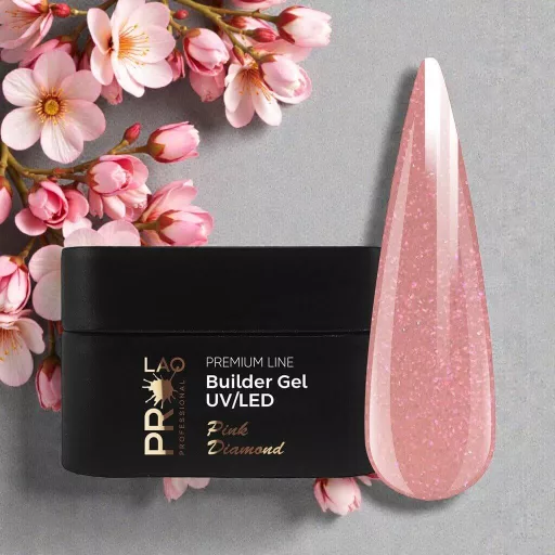 PRO-LAQ Pink Diamond 20g csillámos egyfázisú építőzselé