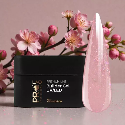 PRO-LAQ Unicorn 50g rózsaszín, irizáló csillámos építőzselé