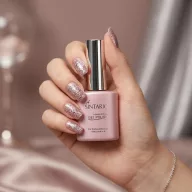 Sintario Géllakk 128 – lilás-rózsaszín alap rosé-arany csillámmal, HEMA mentes, 10ml