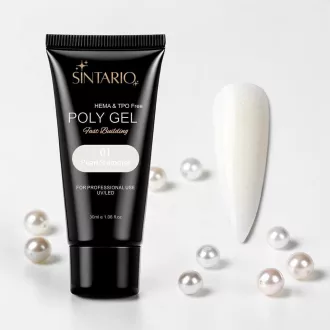 Sintario Polygél Pearl Shimmer – tiszta fehér árnyalat sűrű ezüstös csillámmal, 30ml