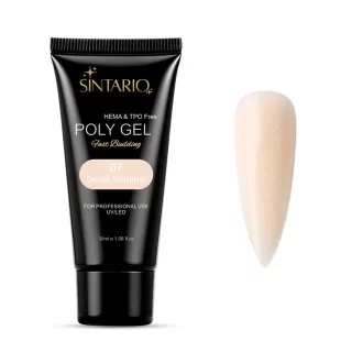 Sintario Polygél Cream Shimmer – HEMA mentes, krémes elefántcsont-vaníliaszín sűrű csillámos akrilzselé, 30ml tubus