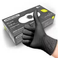 Púdermentes Nitril Kesztyű Black S – latexmentes, fekete egyszer használatos kesztyű