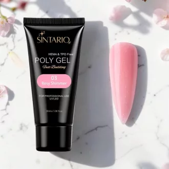 Sintario Polygél Rosy Shimmer – HEMA mentes, klasszikus rózsaszín finom csillámos akrilzselé, 30ml tubus