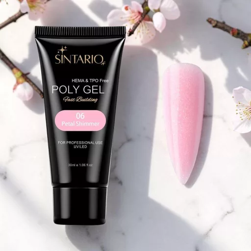 Sintario Polygél Petal Shimmer – pasztell rózsaszín HEMA mentes polygél