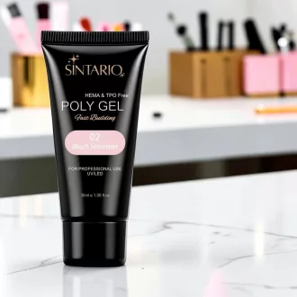 Sintario Polygél Blush Shimmer – halvány meleg rózsásfehér árnyalat finom ezüstös csillámmal, 30ml