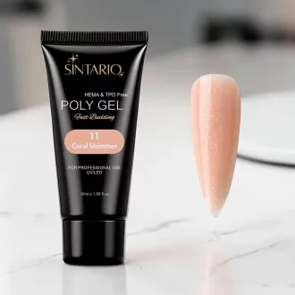 Sintario Polygél Coral Shimmer – HEMA mentes, meleg barackos-korall finom csillámos akrilzselé, 30ml tubus