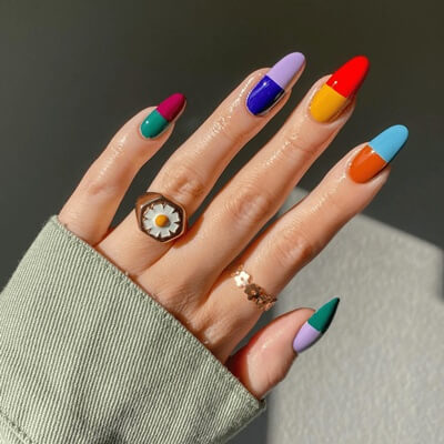 Kétszínű köröm géllakkos körömdíszítés trendek