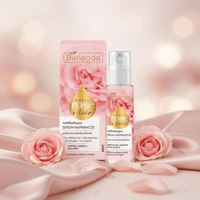 Bielenda Royal Rose Elixír Éjszakai Arcszérum – vadrózsaolaj, argánolaj, bio kollagén