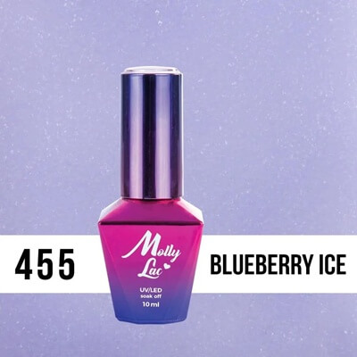 MollyLac géllakk Blueberry Ice Nr. 455 – pasztell lila árnyalat ezüst csillámokkal