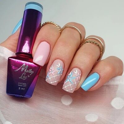 MollyLac Géllakk - Peach Of Cake Nr. 453 - tejes barack árnyalat arany csillámmal