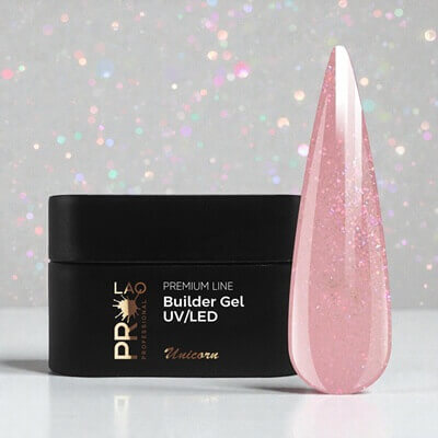 PRO-LAQ Unicorn 50g rózsaszín, irizáló csillámos építőzselé
