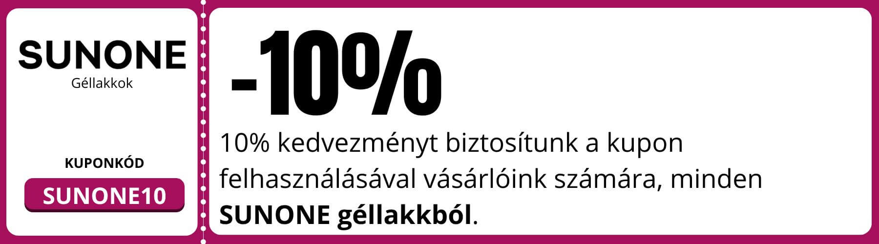 Kedvezményes kuponkód, minden SUNONE géllakkra