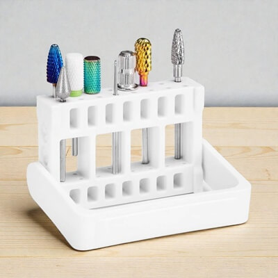 Csiszolófej tartó állvány – 16 frézerfejednek, tartós műanyag, 6×7×1cm